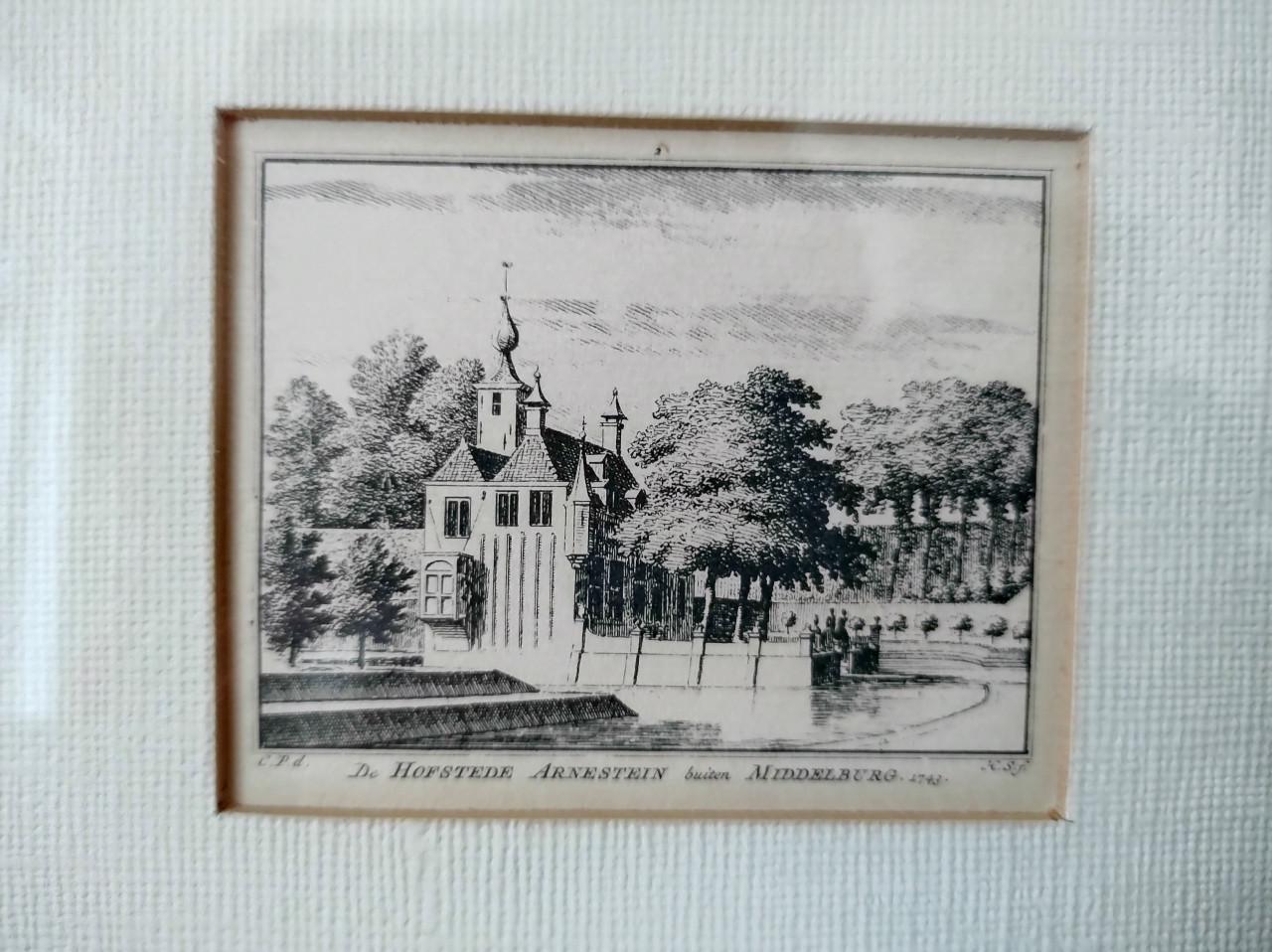 Vier oude pentekeningen van oude Zeeuwse verdwenen kastelen. 1743