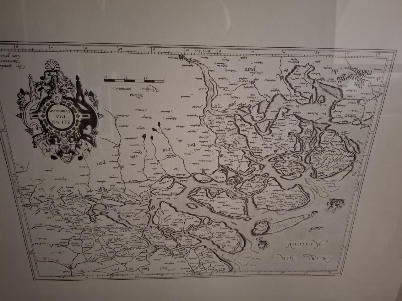 Zeelandkaart in aluminium lijst