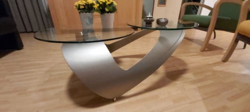 Salontafel glas en metaal
