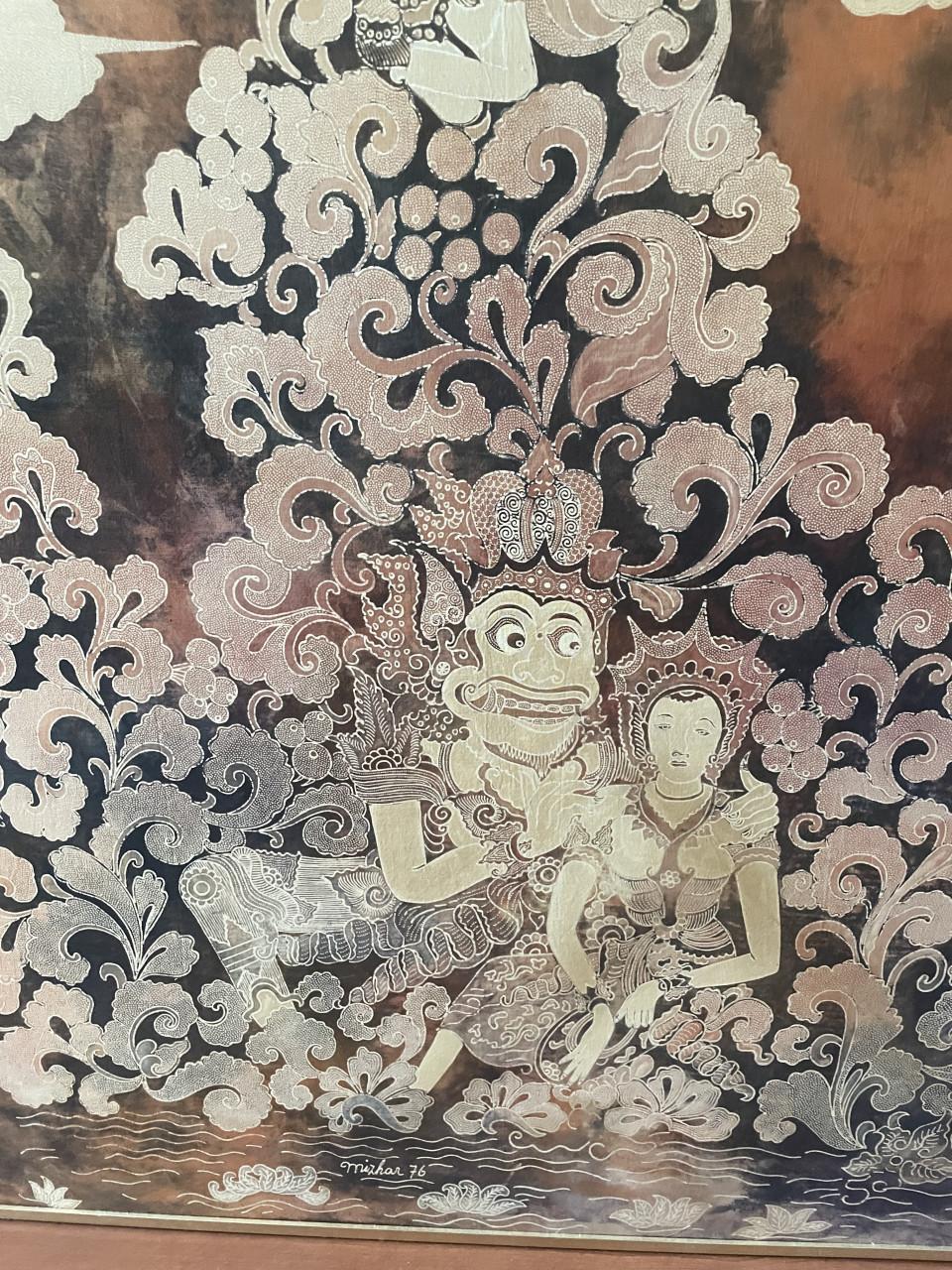 77x92cm Batik schilderij in lijst Ramayana Indonesië Java