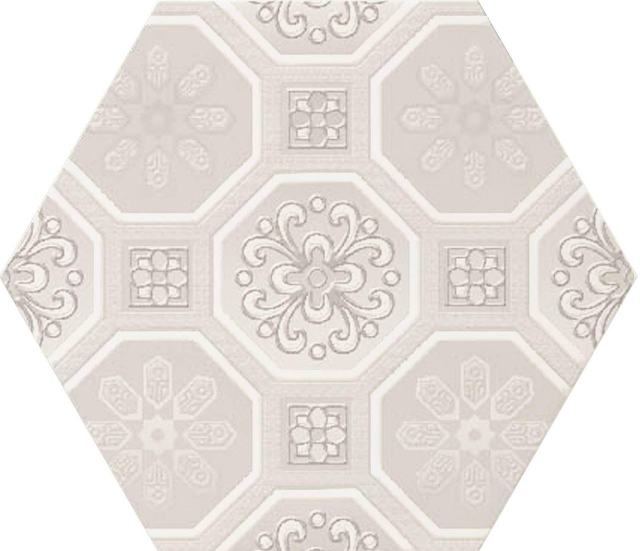 3035-52 Hexagon wandtegels 17,5x17,5 cm, ivoor decor mix, per m²