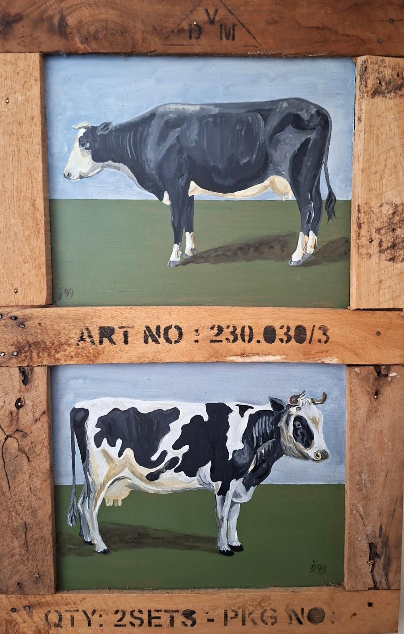 Schilderij Ingrid de Groot olieverf koeien