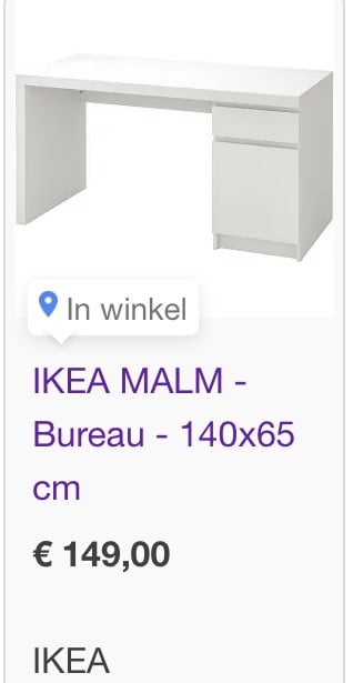 IKEA bureau MALM(zonder bureaustoel)