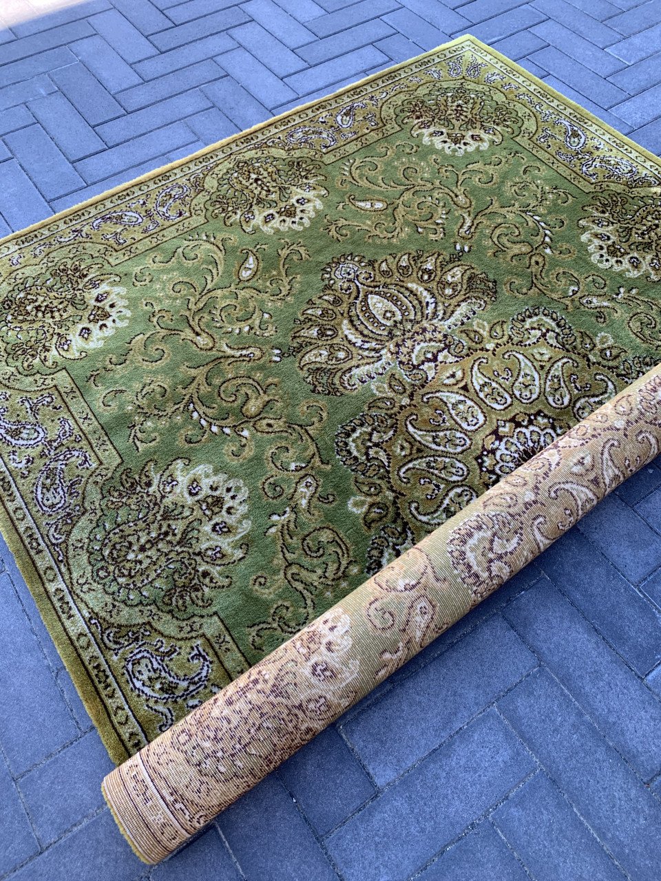 ✨Super Leuk Groen Vintage Vloerkleed Zuiver Scheerwol✨