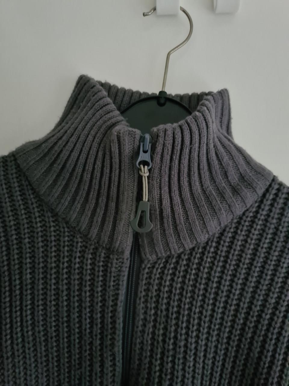 Top Craft antraciet grijze gebreide schippers trui met rits  Maat L