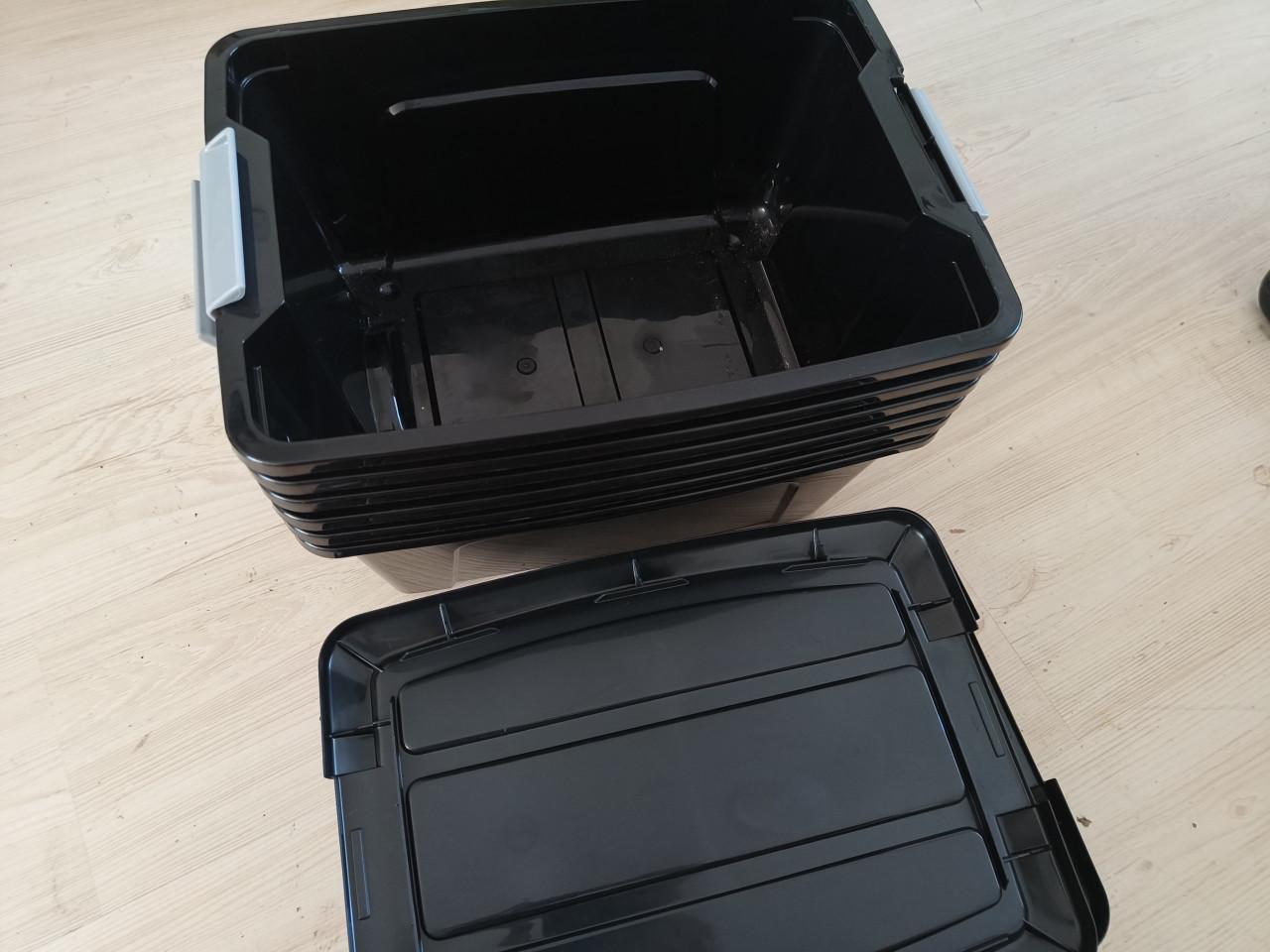 Iris opbergbox 15 liter, zwart, 8 stuks