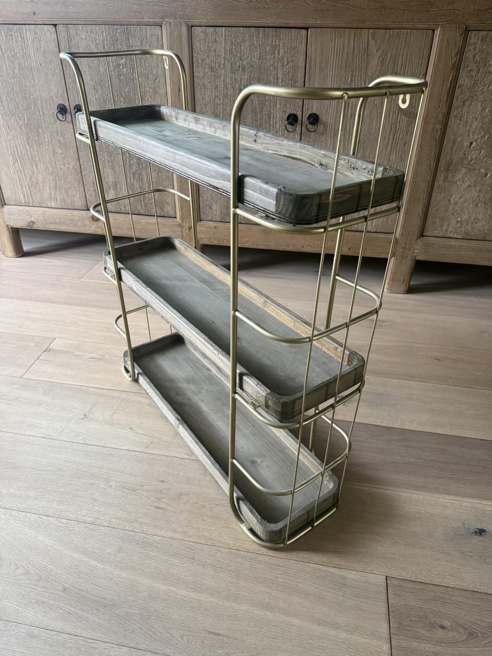 Wand bakkers rek goudkleurig 3 planken