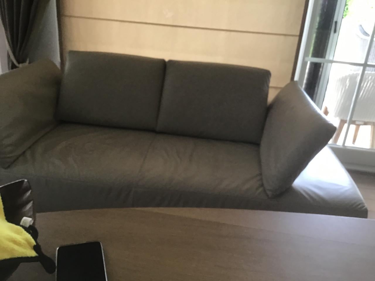 Leren bank, crèmekleurig, moderne look