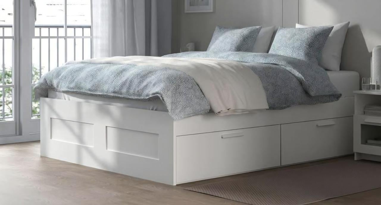 180 brimnes bed met 4 lades en 2 lattenbodems