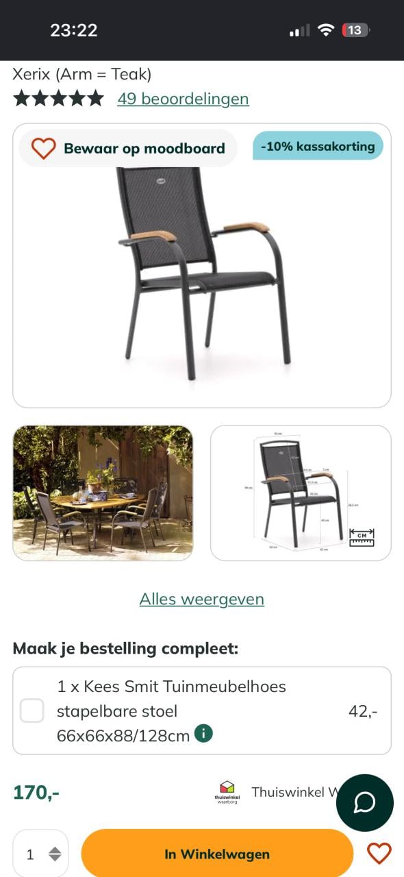 Hartman tuinstoelen 4x