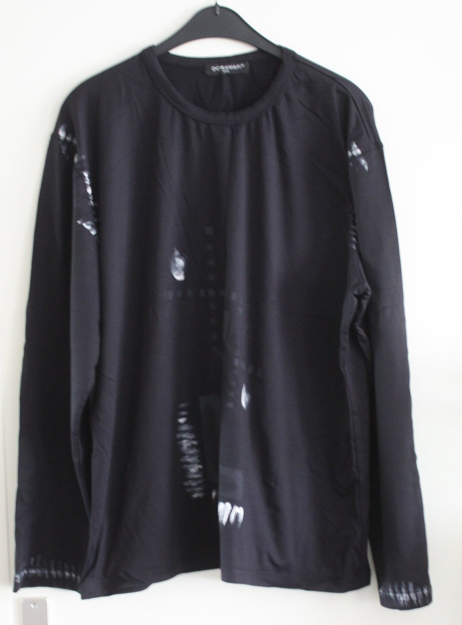 Shirt zwart met wit en grijze details maat xxl