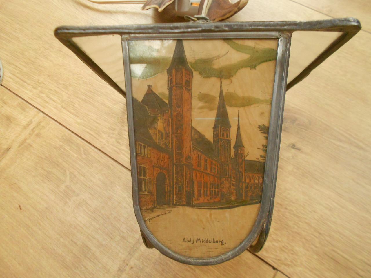 Glas in lood hang lamp lantaarn Middelburg st joris, lange jan, stadhuis