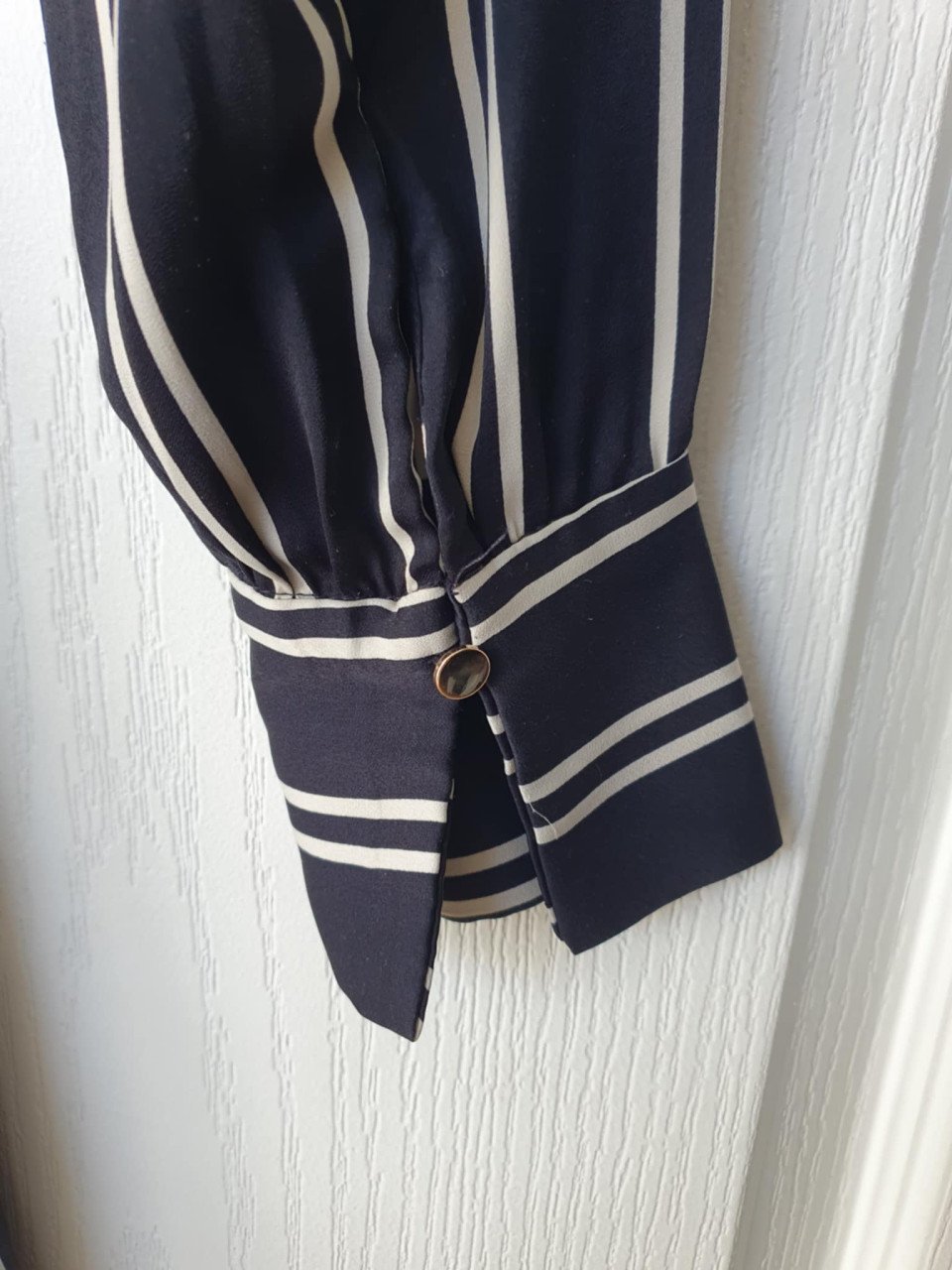 Donkerblauw met wit gestreept jurkje maat xs