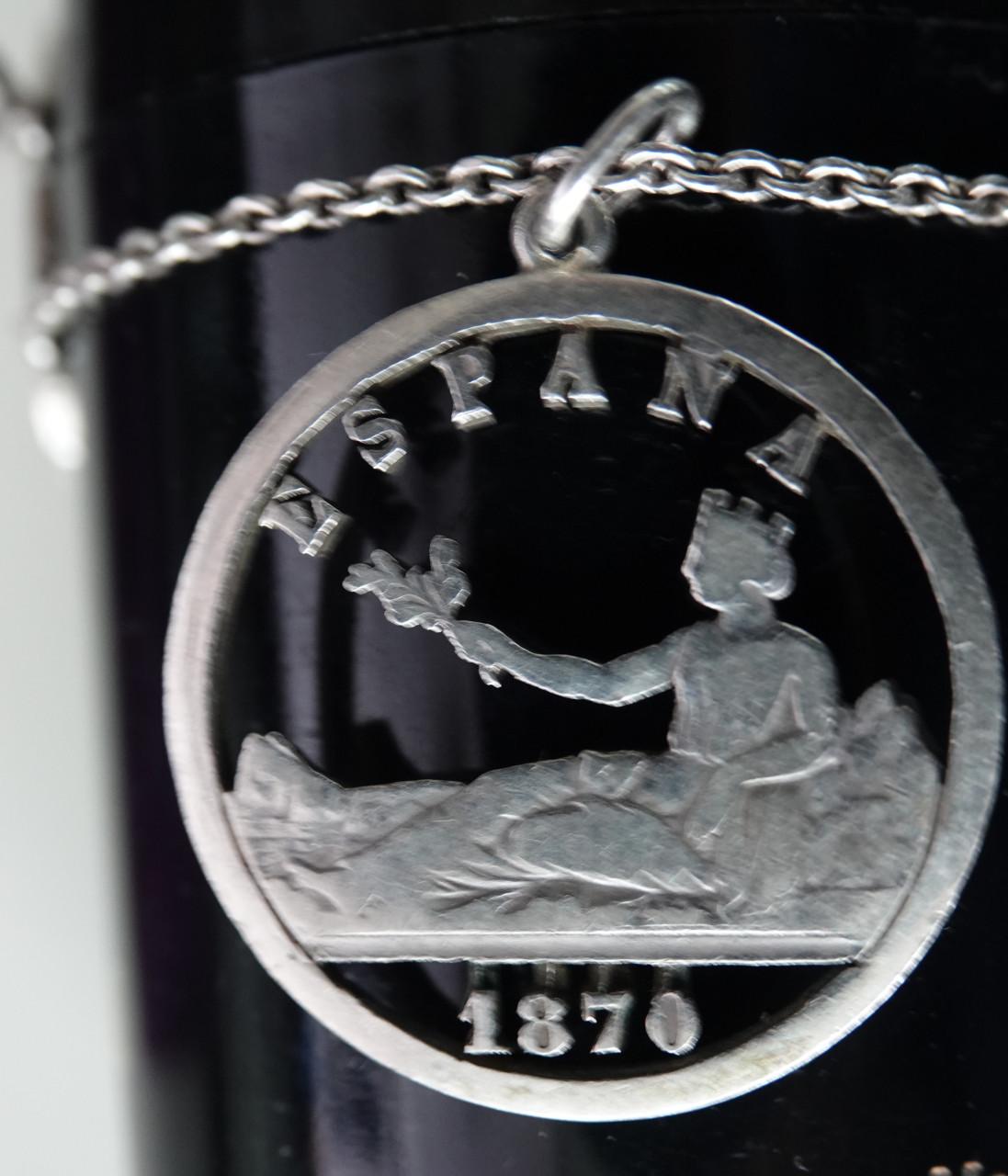 Zware Armband van 5 uitgezaagde antieke zilveren munten Spanje