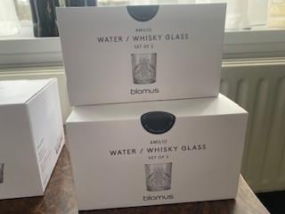 Blomus amilio, 3 set van 2 whisky glazen, 3 set van 2 schaaltjes