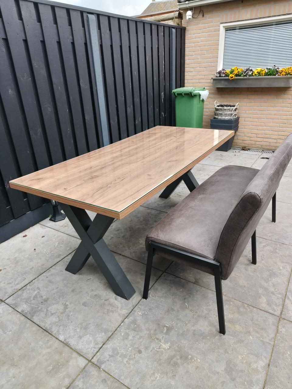 Eettafel met eetzitbank 190x90