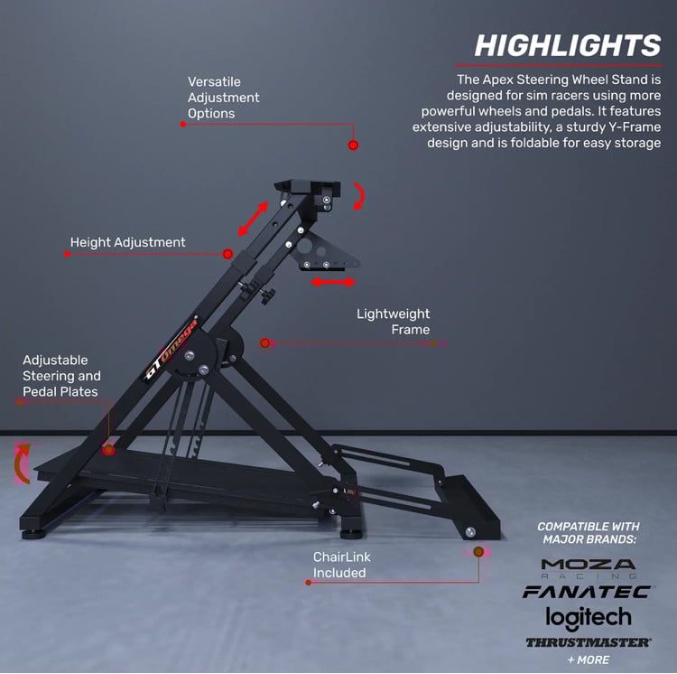 Opvouwbare sim racing stuurstandaard - Apex wheel stand