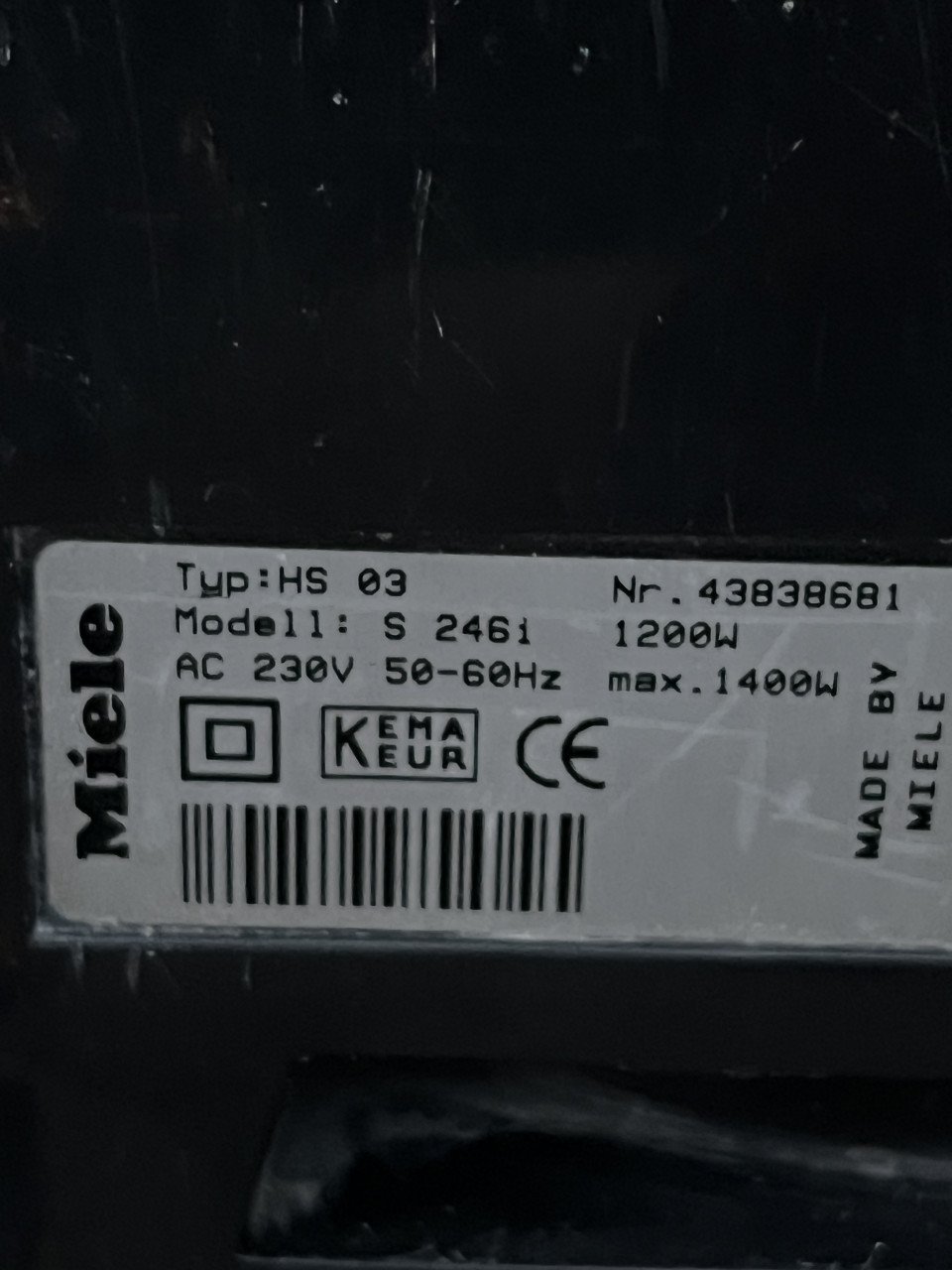 Miele Stofzuiger 1400W Als nieuw