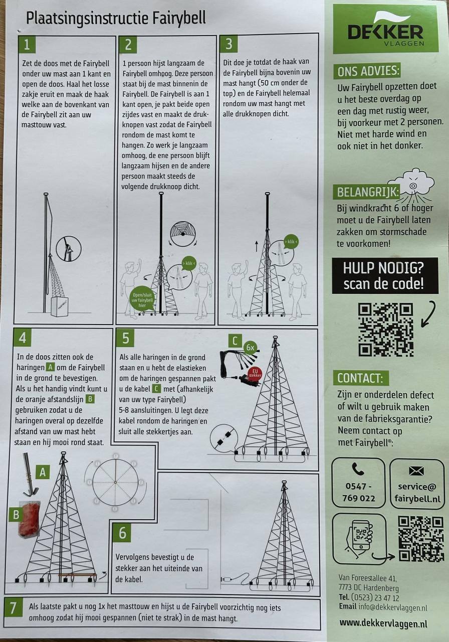 Fairybell 6 meter 1200 leds Vlaggenmast Kerstverlichting