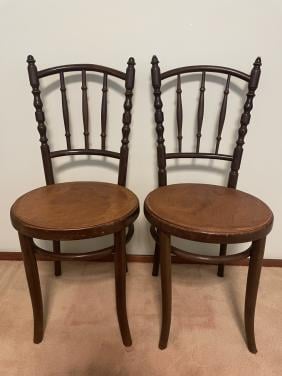 Thonet Weense bistro stoeltjes, vintage, 2 stuks