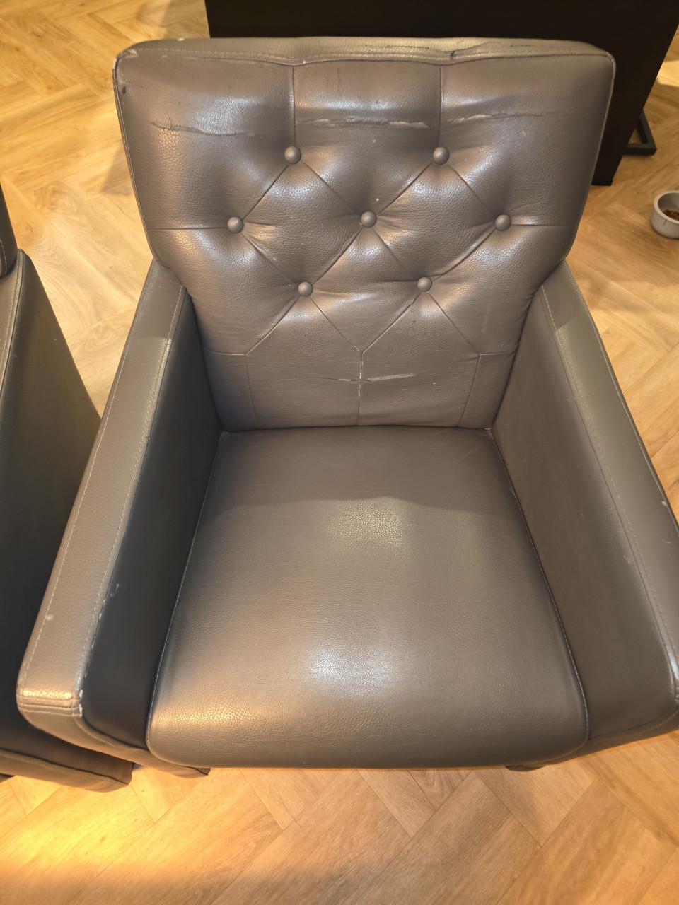 Eetkamerstoelen 3 stuks kunstleer grijs