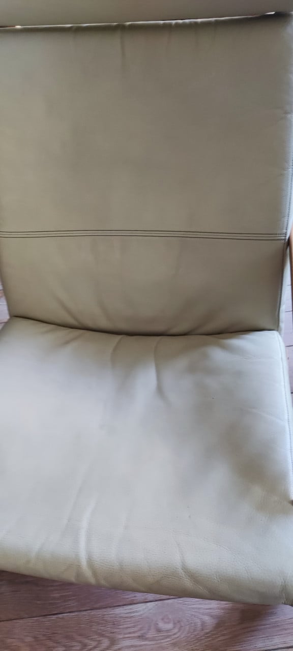 Nette creme-wit leren Poang IKEA relax stoel, echt leder