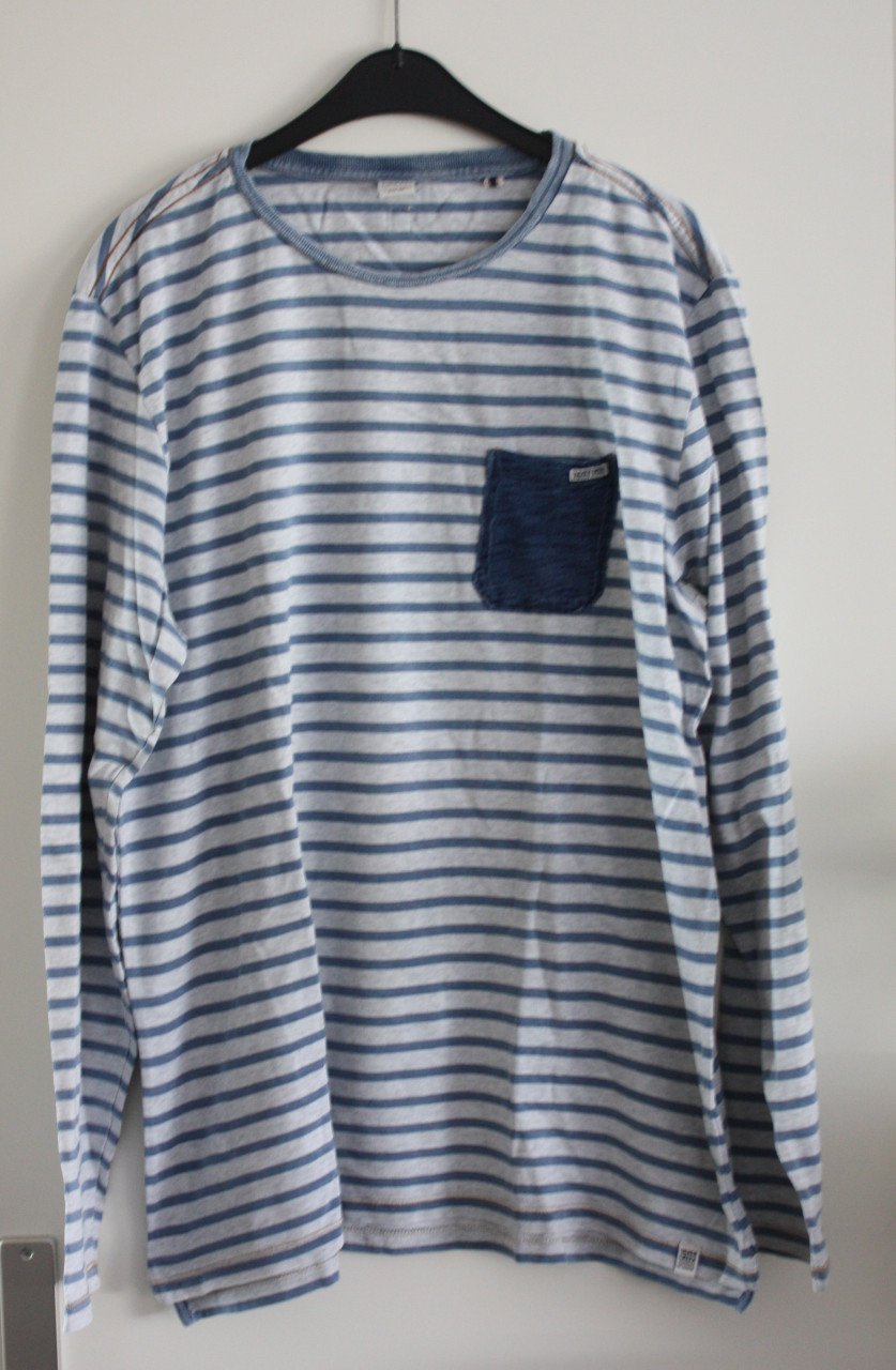 Shirt met langemouwen blauw grijs gestreept maat xxl