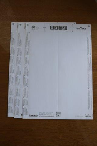 Congresspeldenset met clip €.12,50 Merk: Durable 20 stuks 60x90 mm 3 vel A4