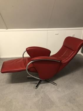 Rode leren fauteuil, TMC goede kwaliteit