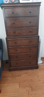 Donkerbruine houten ladenkast uit de jaren 20