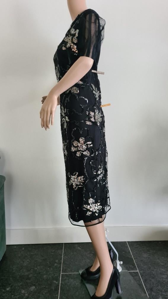 Rena Lange: Nieuw zwart jurkje met pailletjes maat 42