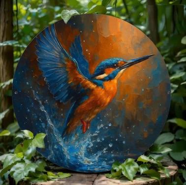 Wandecoratie ijsvogel ( metaal )