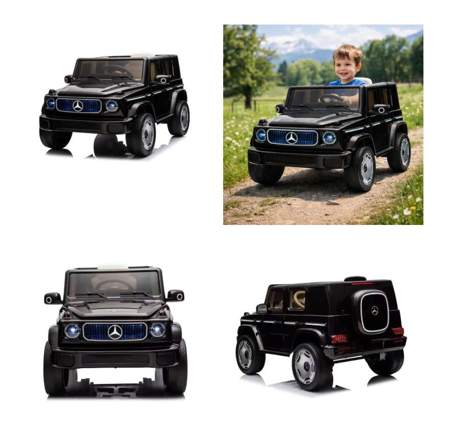 Elektrische Kinderauto 12V–Mercedes-Benz G-Klasse EQG | Zwart