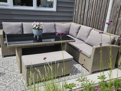 Loungeset - hoekbank met hoge tafel
