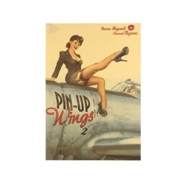 Pin-Up op Vliegtuig Poster
