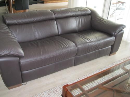 Natuzzi 2,5 elektrische leren relaxbank.