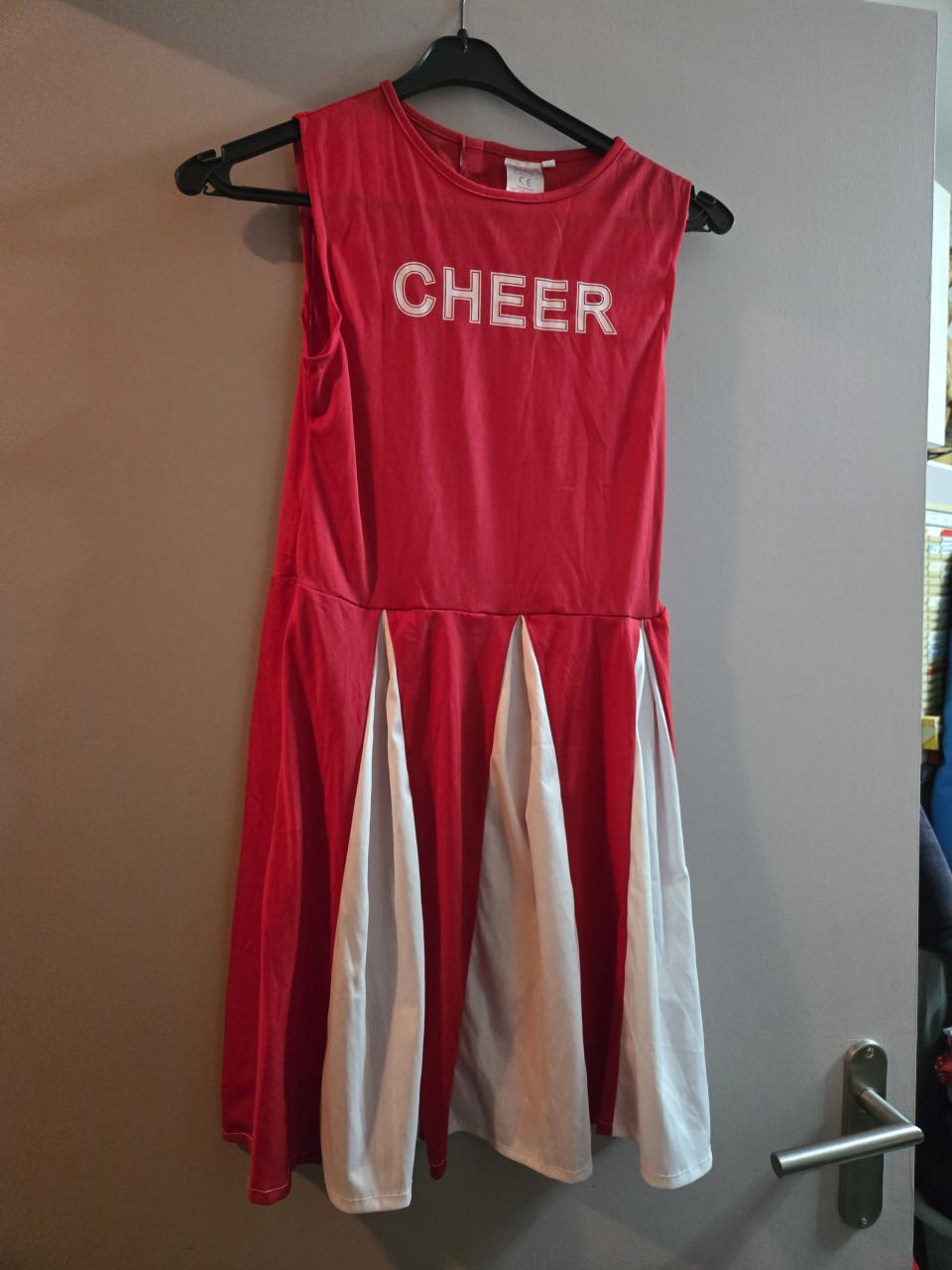 Rood-wit cheerleadersjurkje Maat 11-13 / 146-158
