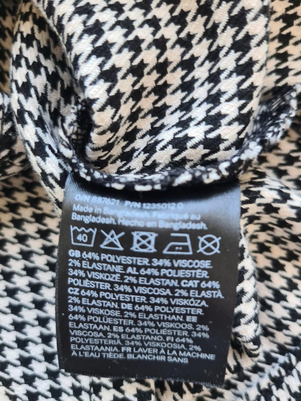 Zwart-wit piede de poule jurkje van H&M Maat 128