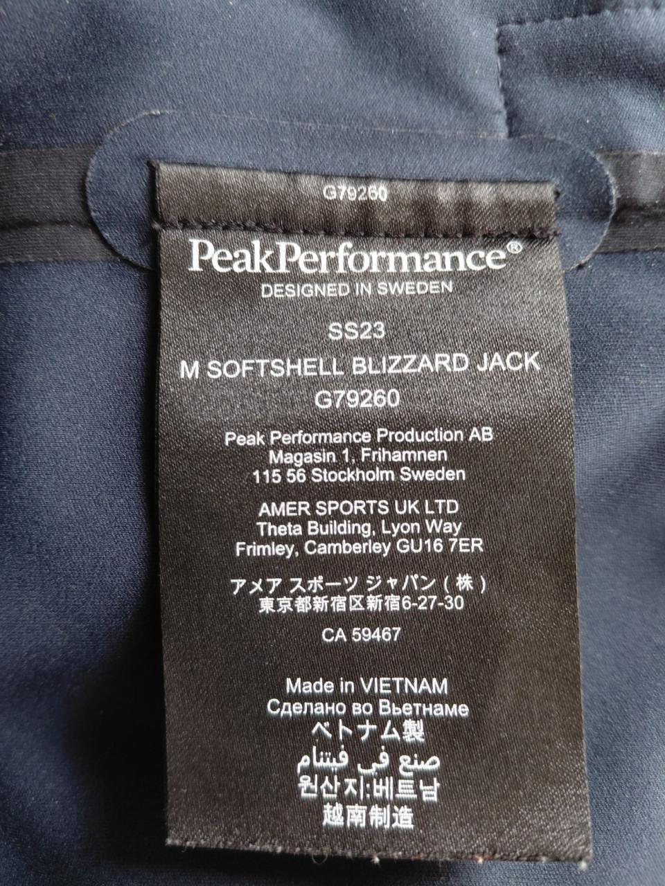 Jas  Peak Performance Heren maat XL