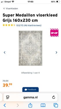 2 Vloerkleden Grijs Medaillon 160 x 230 cm.