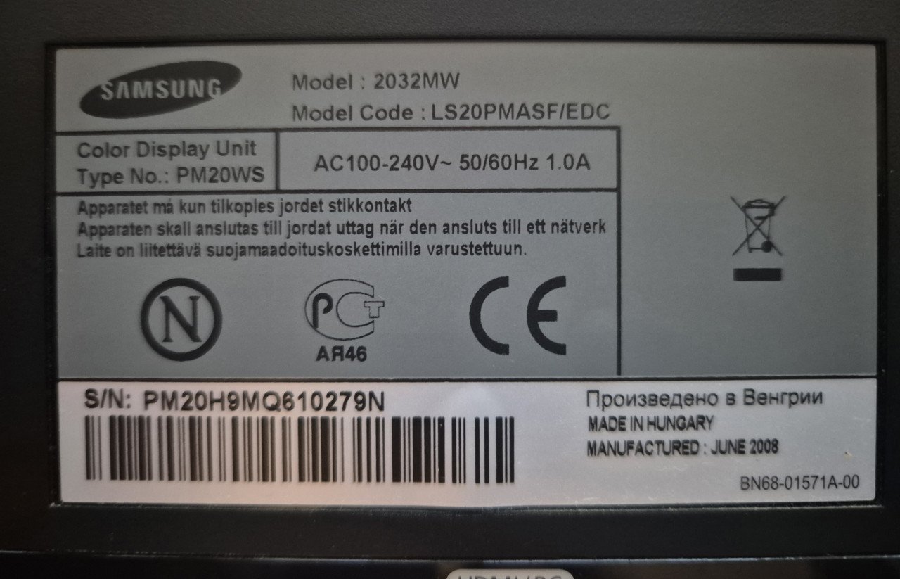Samsung SyncMaster 2032MW 20" TV/Monitor