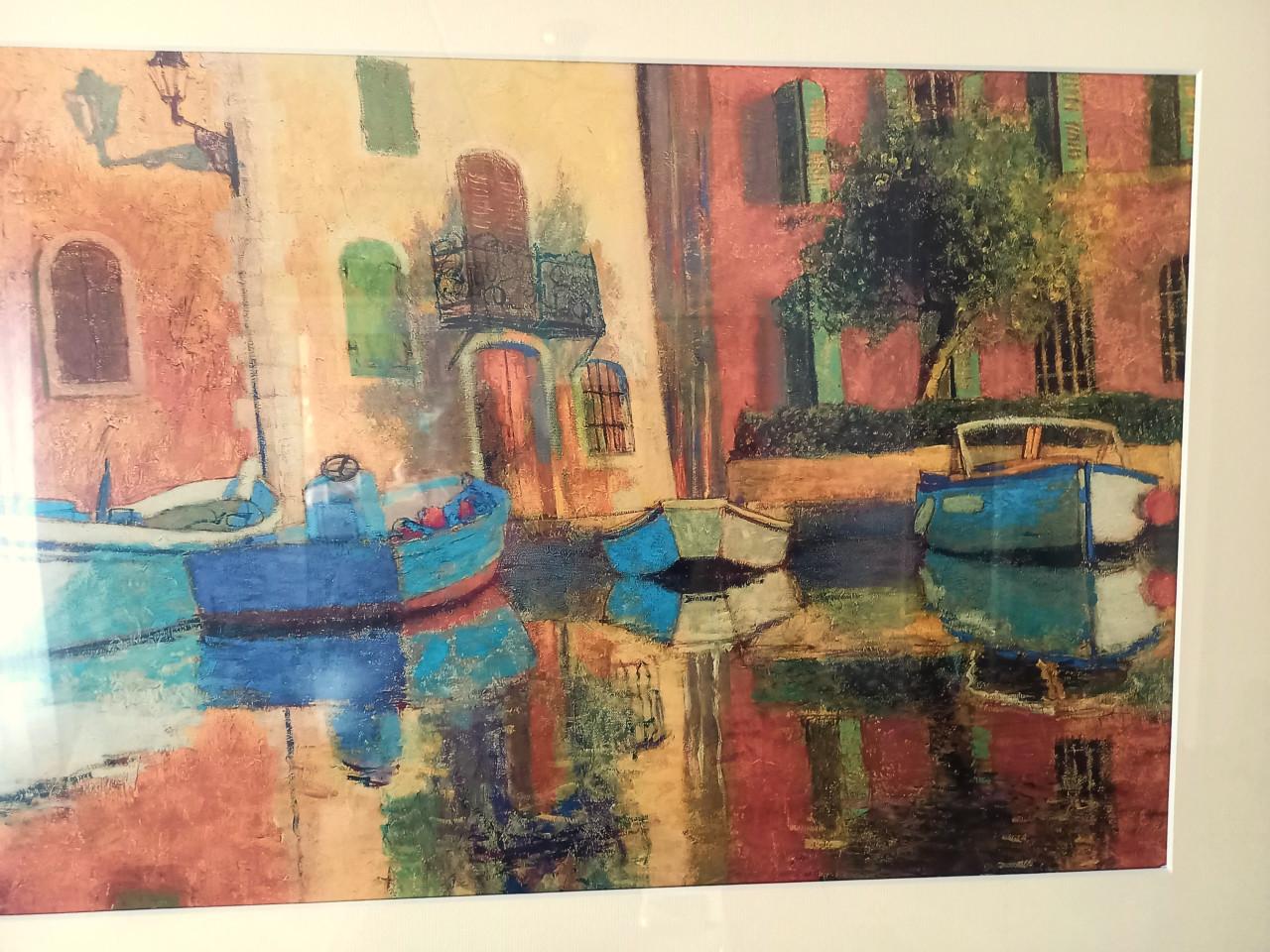 Schilderij met tafereel Venetiaans kanaal