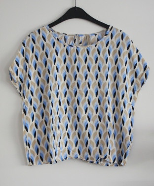 Shirt beige blauw patroon maat s