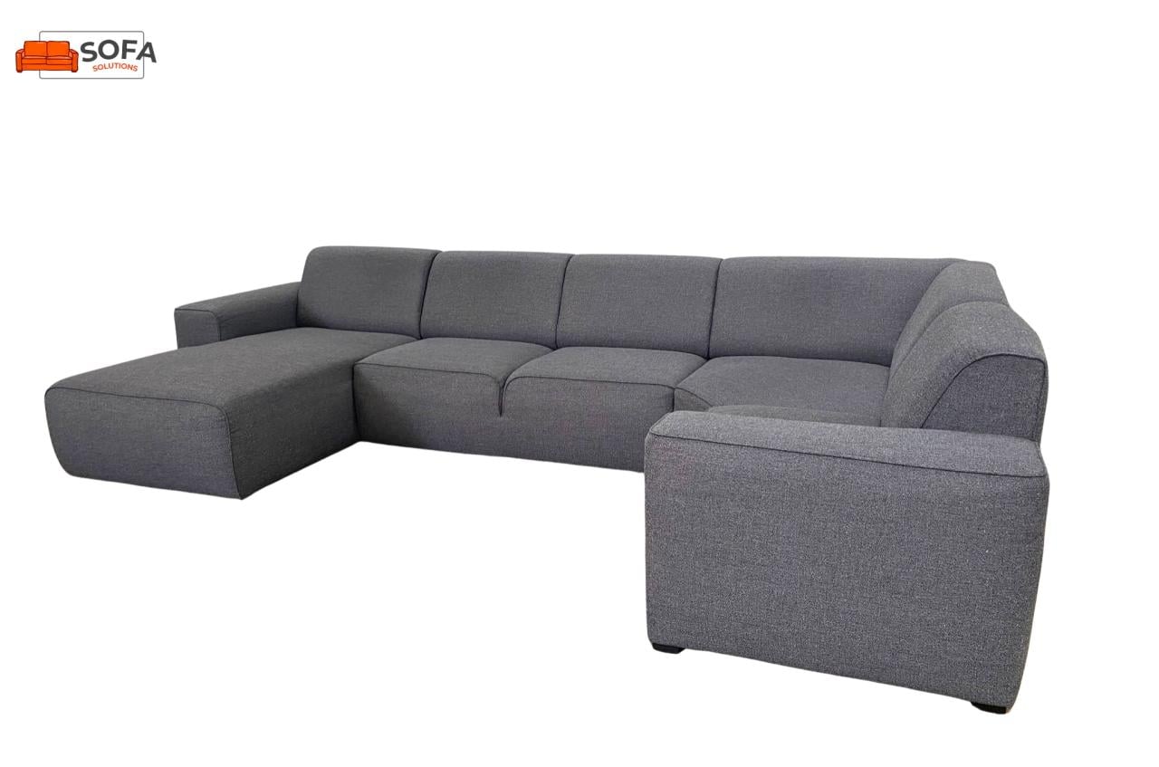 Grote Grijze Stoffen U-Hoekbank- Gratis Bezorging NL