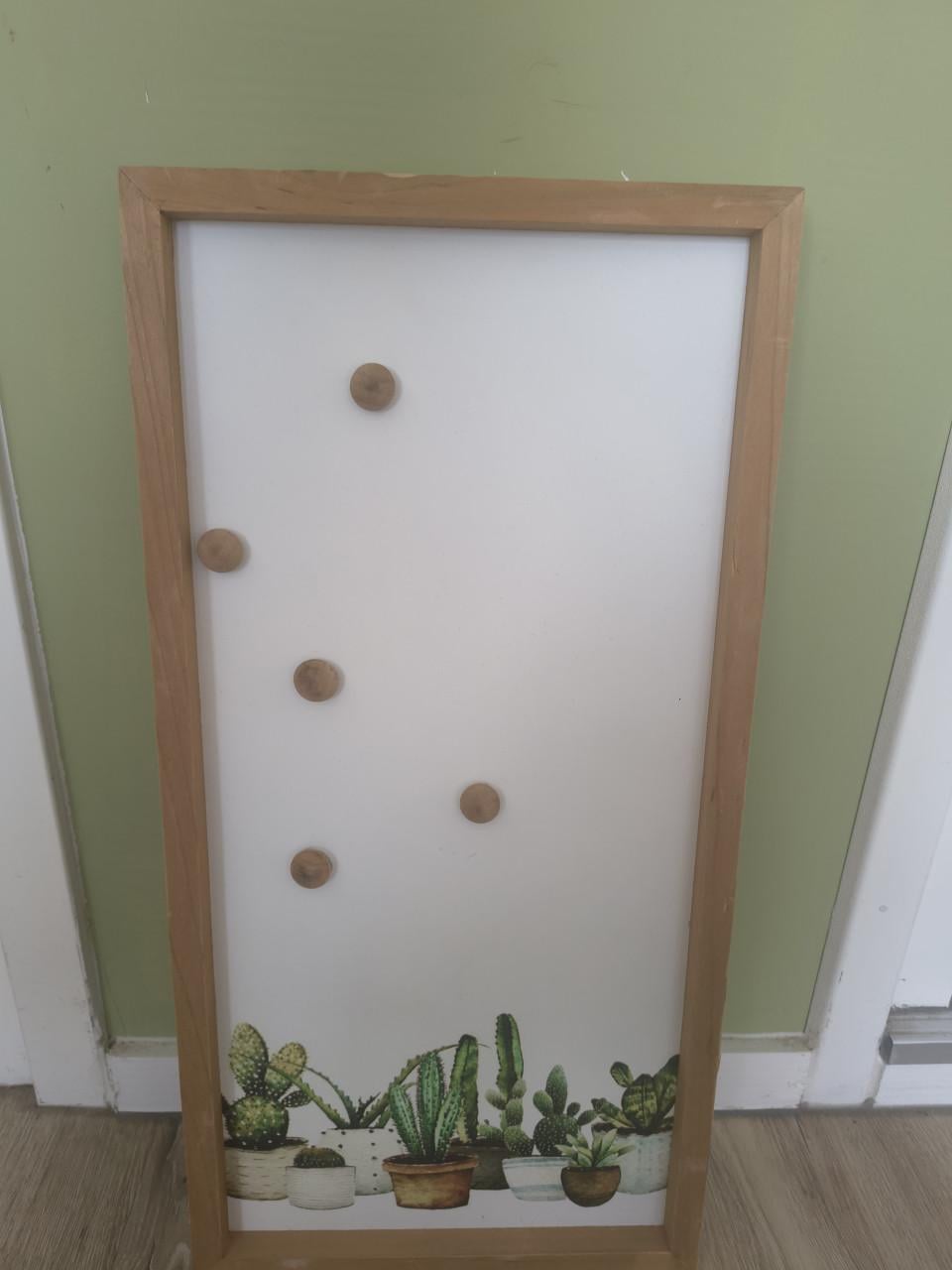 Prachtig houten magneetbord, memobord met cactus print.