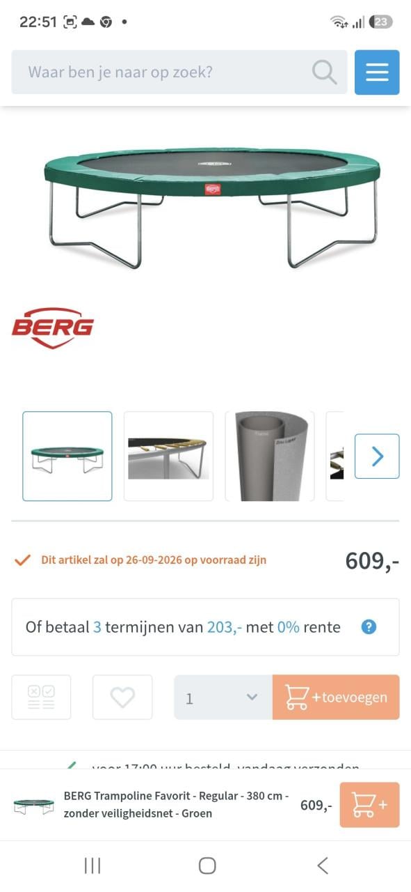 Te koop trampoline merk Berg