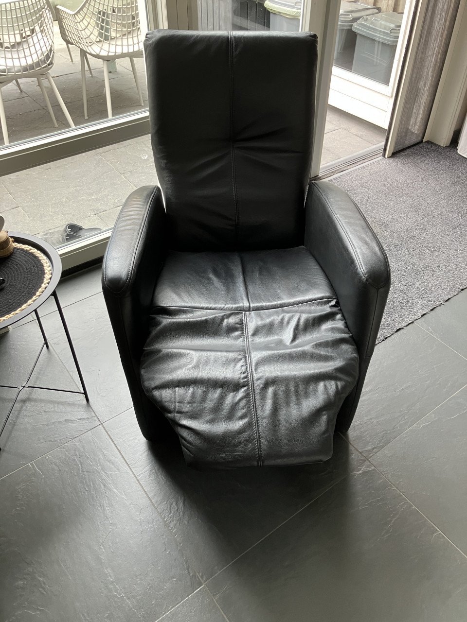 Zwarte leren relax stoel
