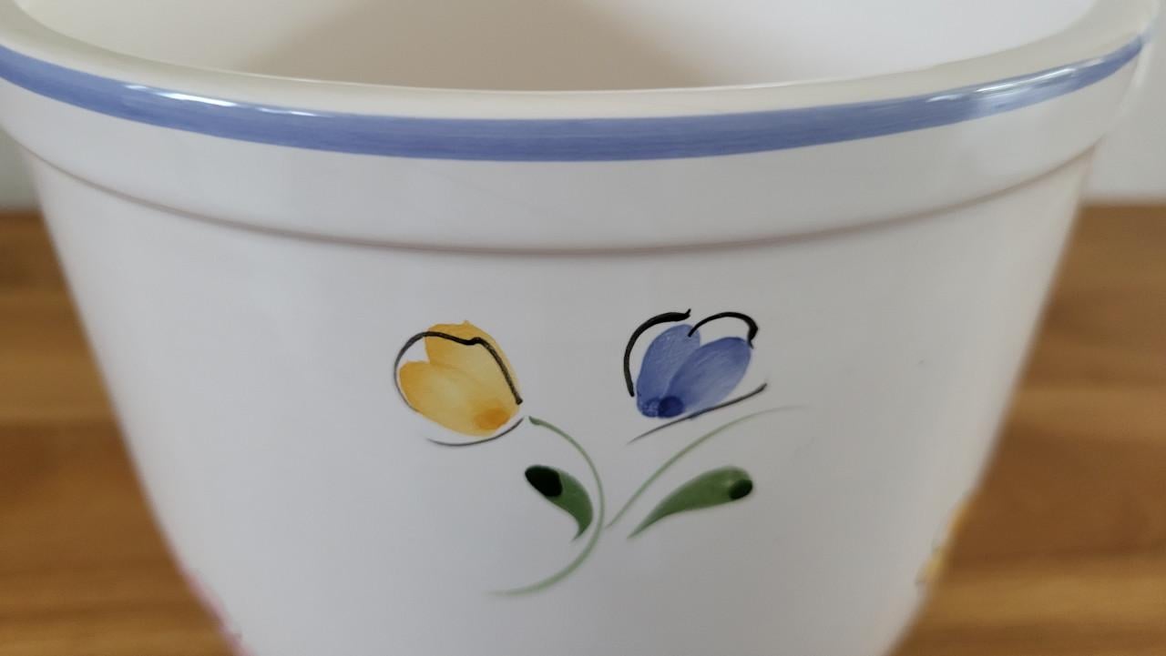 Bloempot keramiek wit / bloemen