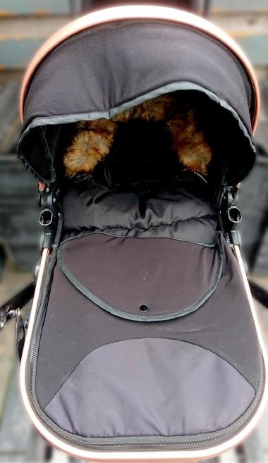Kinderwagen 3-in-1 zwart/ goudbruin