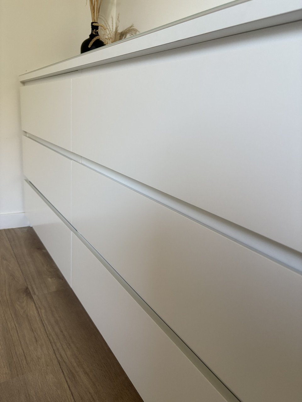 IKEA MALM ladekast wit 6 lades met glasplaat 160x78 cm